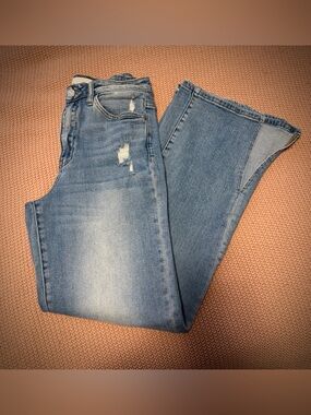 VERVET Women’s Light Blue Distressed Flare Jeans
